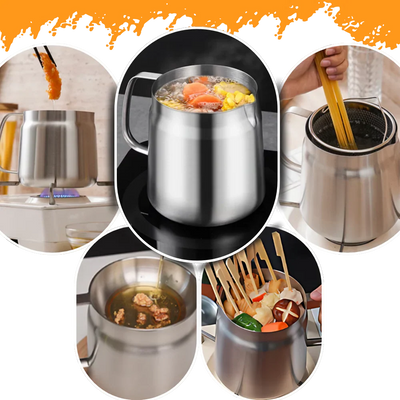 Frying Pot Integrated Oil Sieve Stainless Steel Heat-Resistant Handle