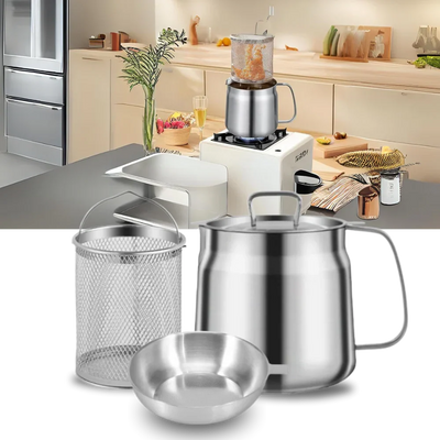 Frying Pot Integrated Oil Sieve Stainless Steel Heat-Resistant Handle
