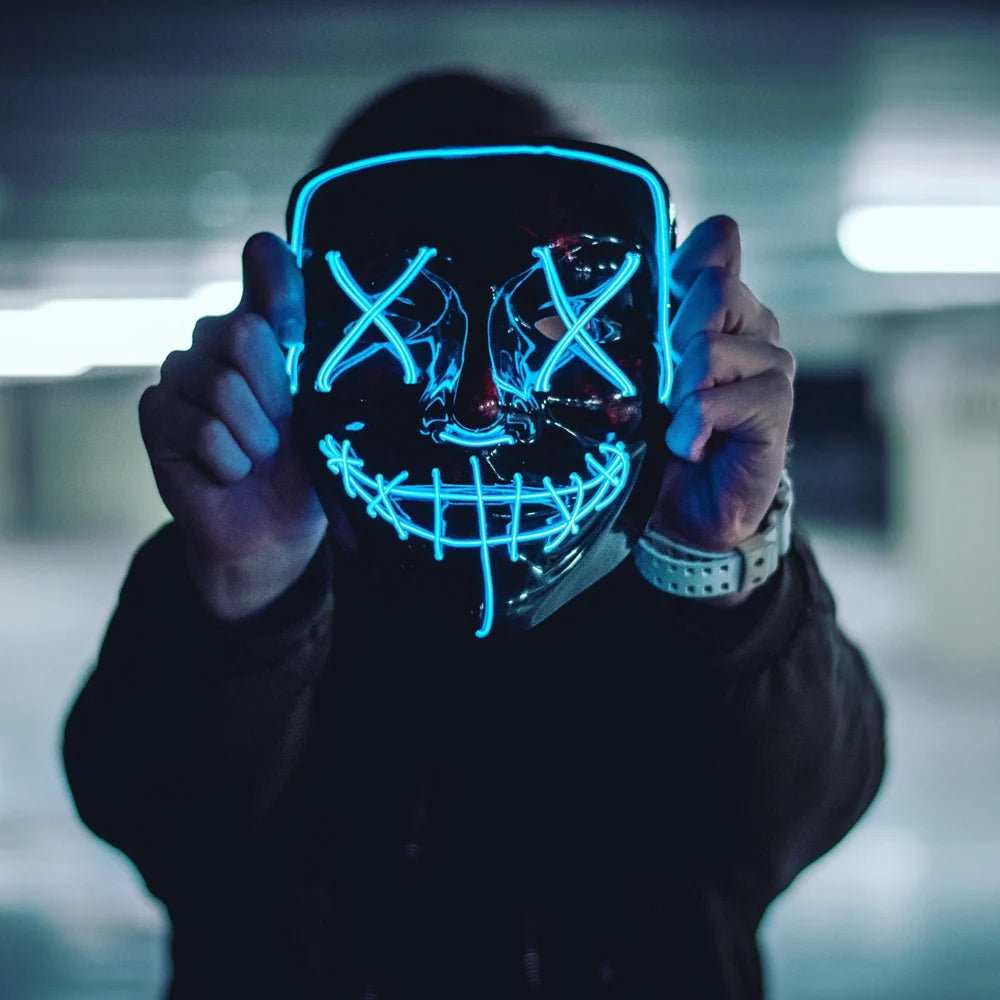 Full-Face LED Mask Wired Remote & 3 Light Modes Multi-Color