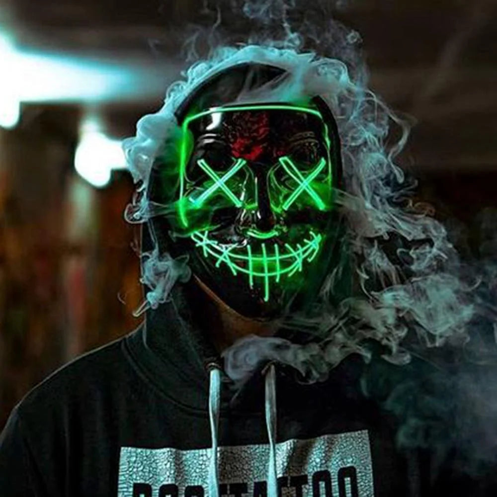 Full-Face LED Mask Wired Remote & 3 Light Modes Multi-Color