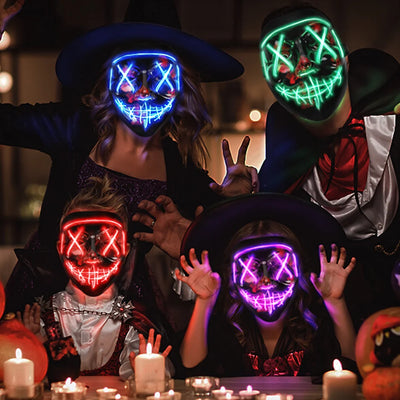 Full-Face LED Mask Wired Remote & 3 Light Modes Multi-Color
