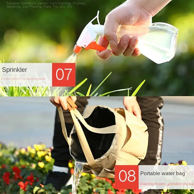Garden Tool Set 10-Piece Ergonomic Handles Multi-Compartment Bag