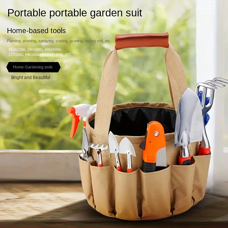 Garden Tool Set 10 Piece Multi Compartment Bag