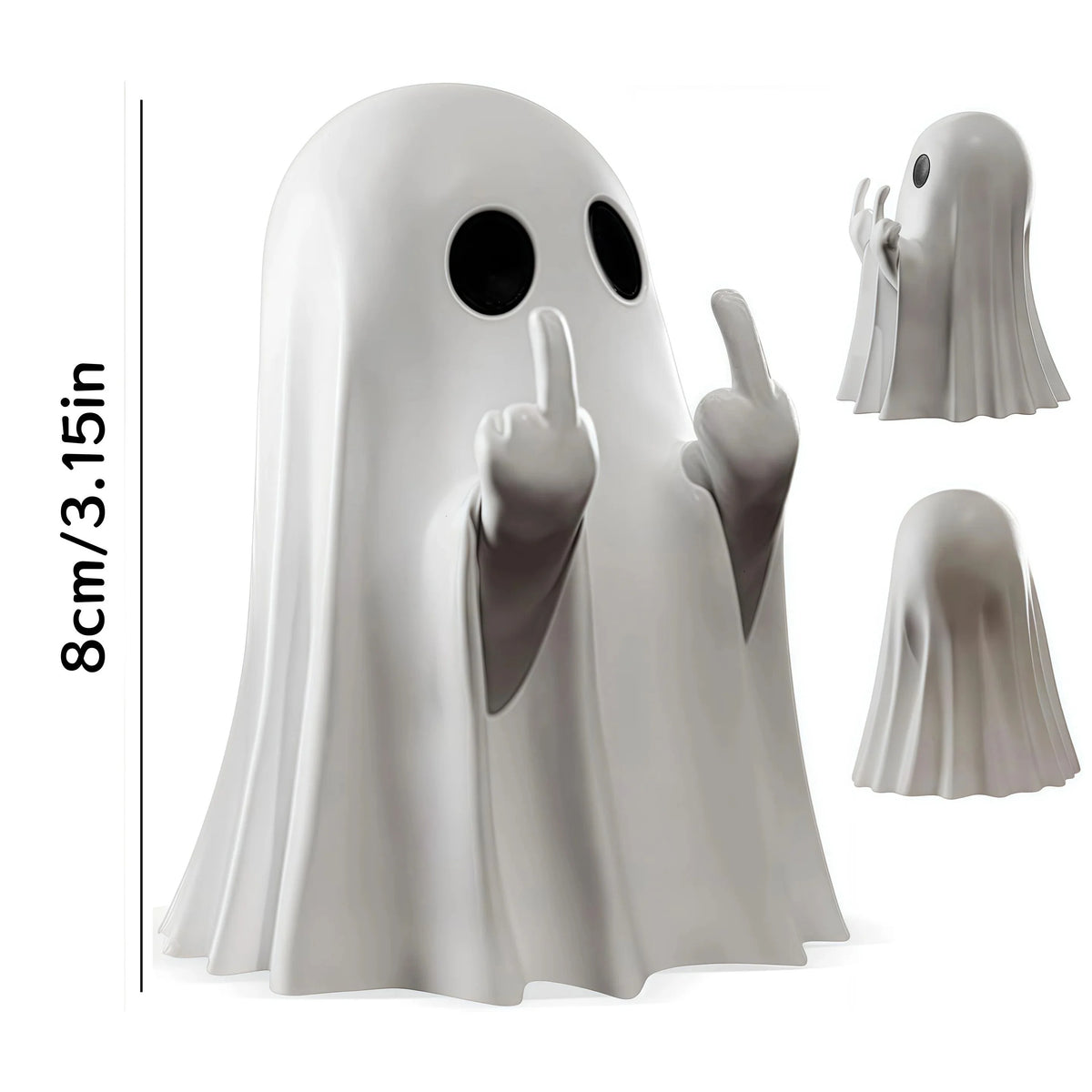 Ghost Figurine Compact Polyresin Tabletop White Or Black