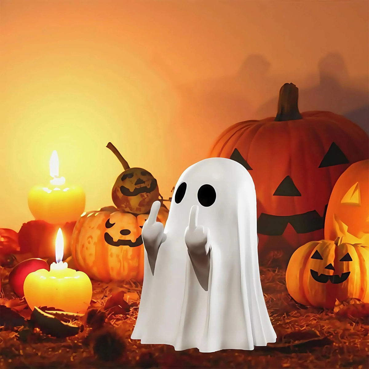 Ghost Figurine Compact Polyresin Tabletop White Or Black