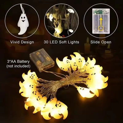 Ghost String Lights Battery-Operated Soft-Diffused LEDs