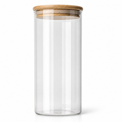 Glass Container Set Airtight Wooden Lids Set of 5