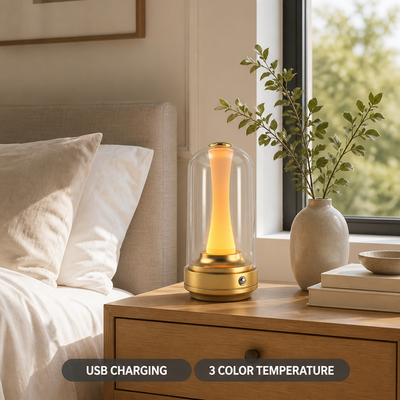 Glass LED Mushroom Night Light