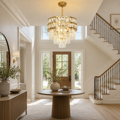Gold Crystal Tiered Chandelier