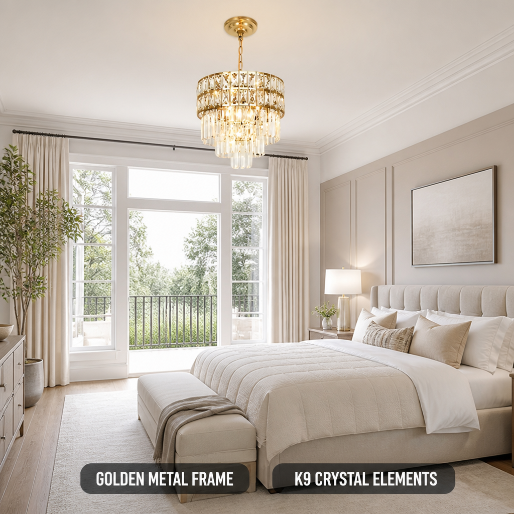 Gold Crystal Tiered Chandelier