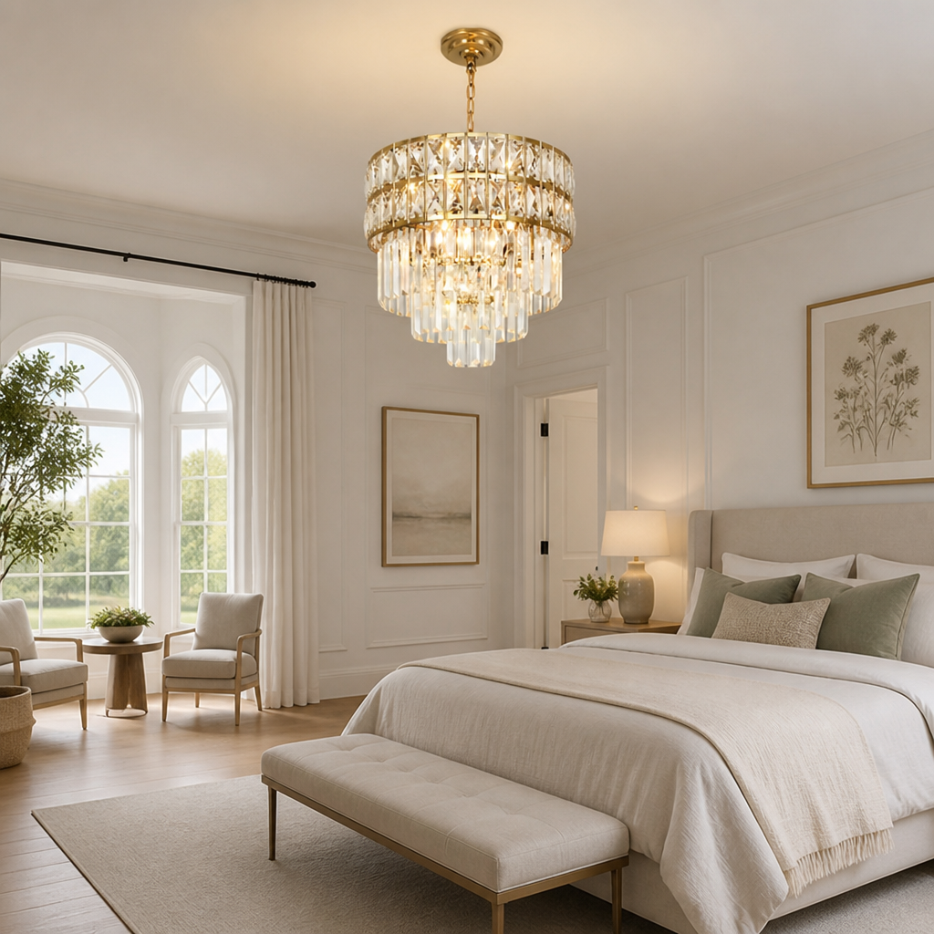 Gold Crystal Tiered Pendant Light
