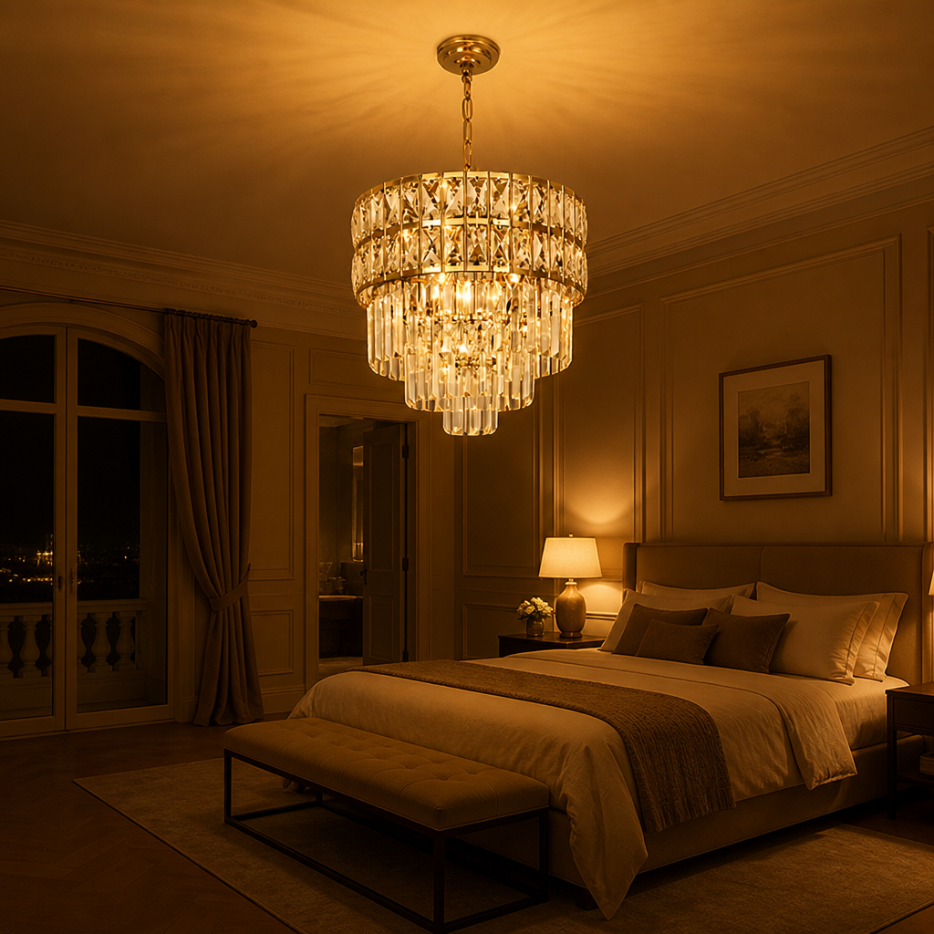 Gold Crystal Tiered Pendant Light