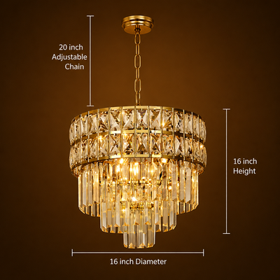 Gold Crystal Tiered Pendant Light
