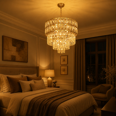 Gold Crystal Tiered Pendant Light