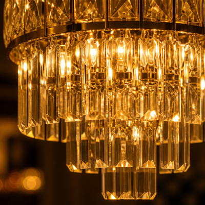 Gold Crystal Tiered Pendant Light