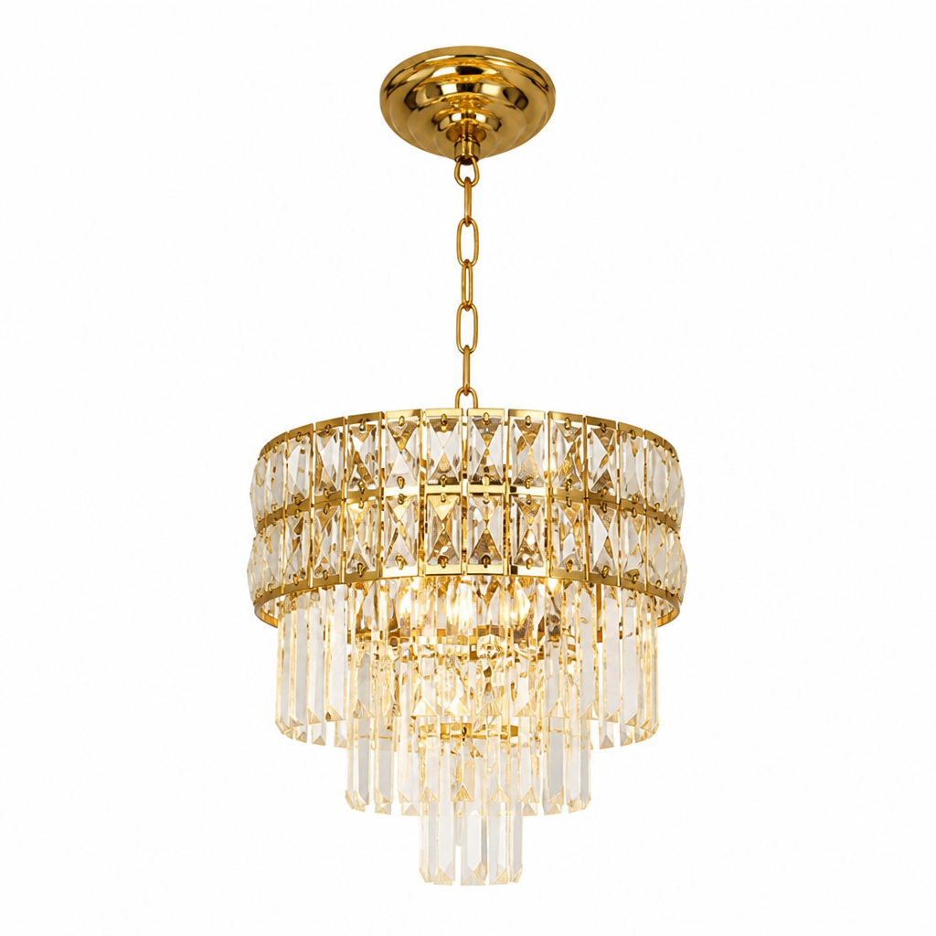 Gold Crystal Tiered Pendant Light