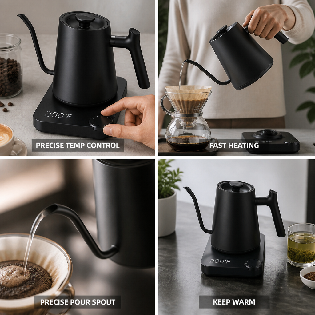 Gooseneck Electric Kettle Precision Temp Control Rotary Dial