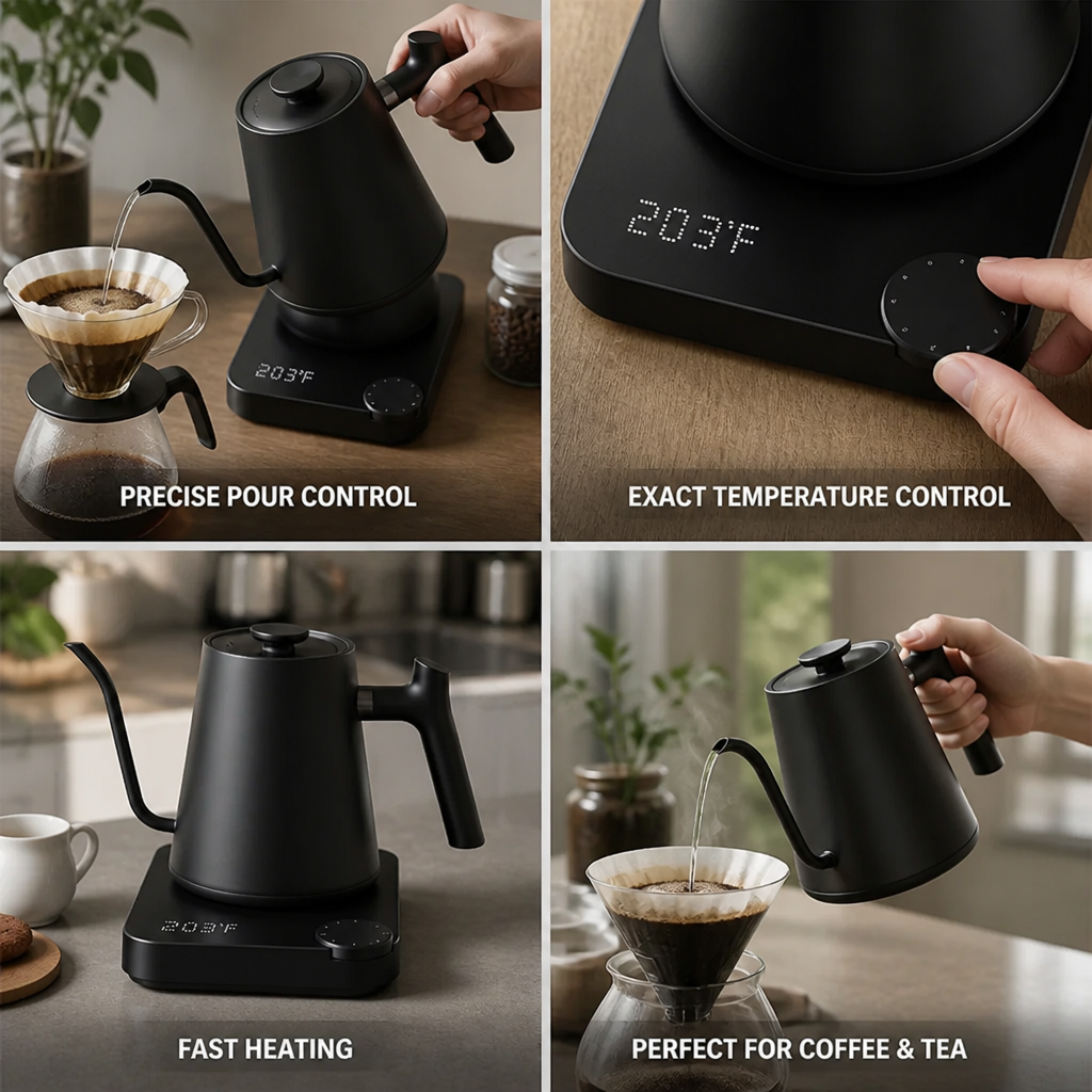 Gooseneck Kettle Precision Temperature Control 1200W