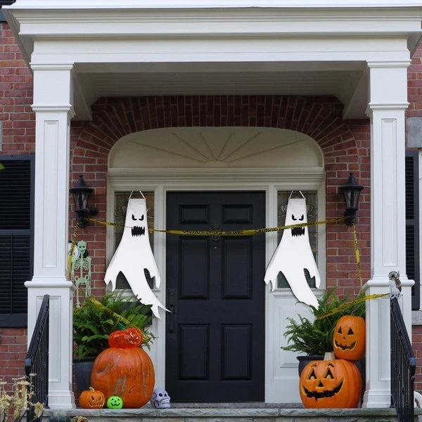 Hanging Ghost Decoration Fabric 47 Inch Tall Optional LED