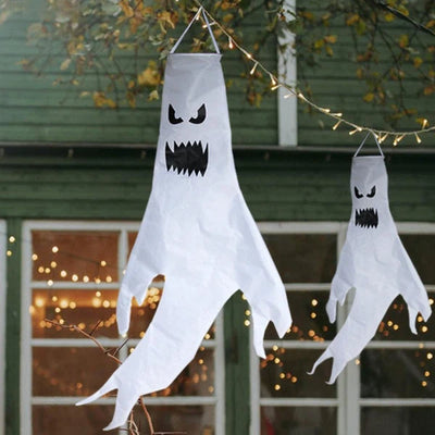 Hanging Ghost Decoration Fabric 47 Inch Tall Optional LED