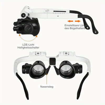 Head-Mounted Magnifier Hands-Free 8x 15x 23x LED