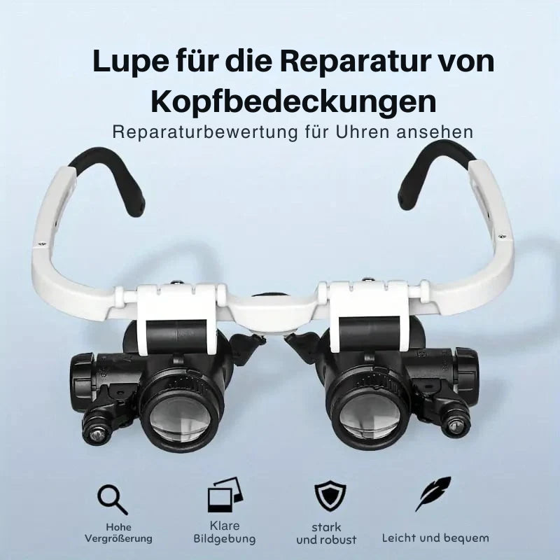Head-Mounted Magnifier Interchangeable Lenses Integrated LED Hands-Free