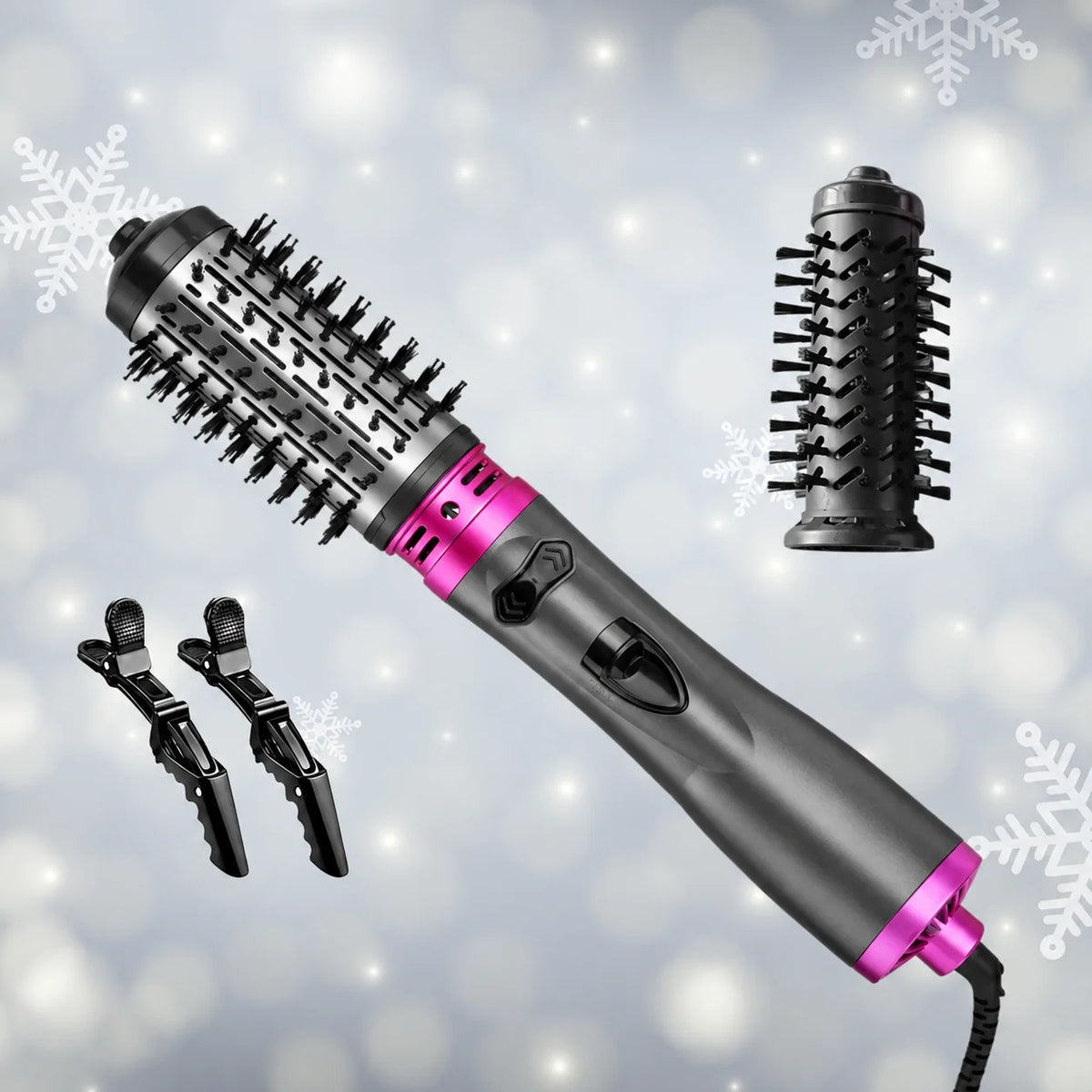 Hot Air Brush 360° Auto-Rotate Ionic Interchangeable Heads