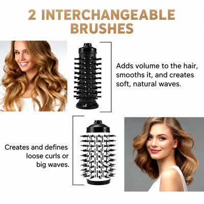 Hot Air Brush 360° Auto-Rotate Ionic Interchangeable Heads