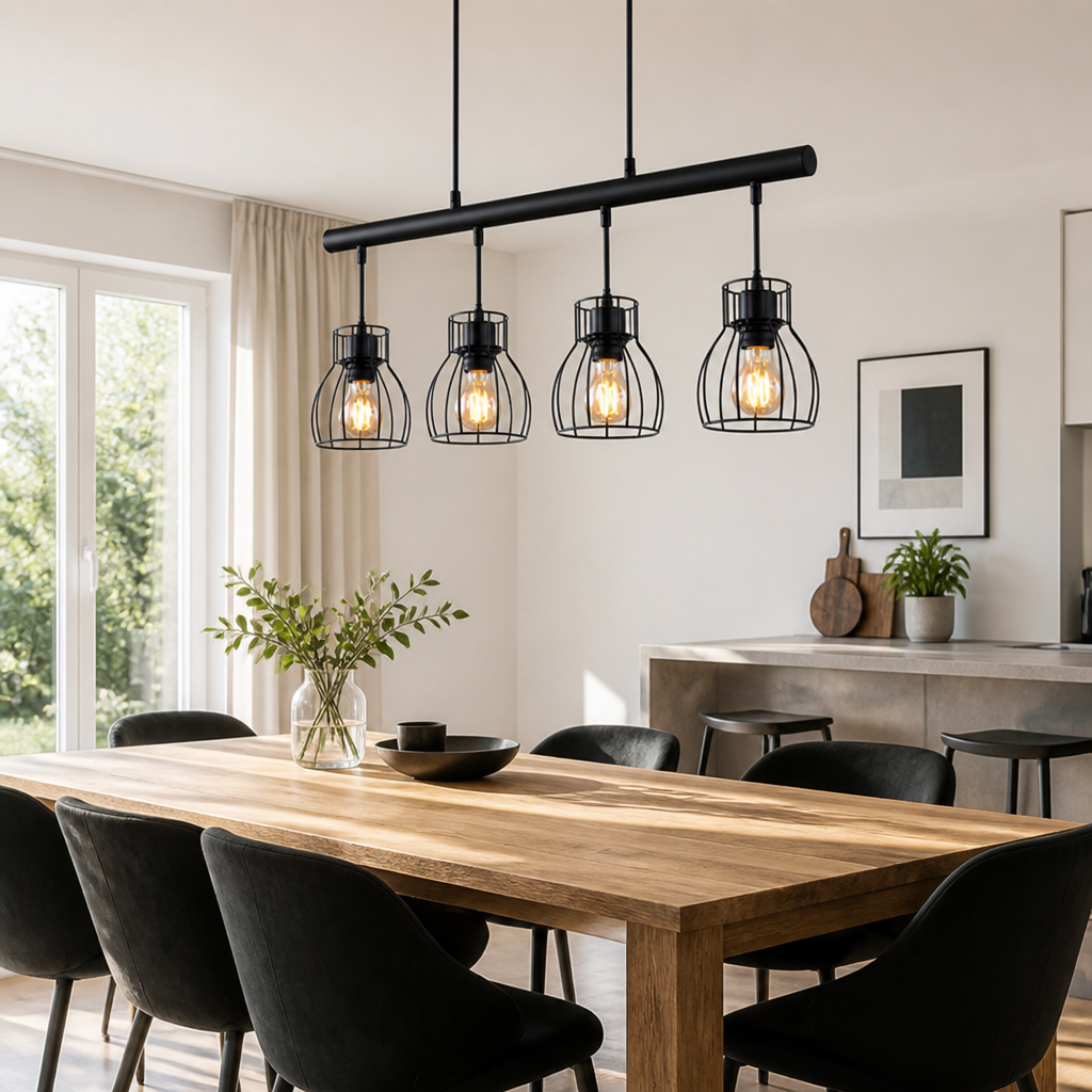Industrial Black Cage Pendant Light