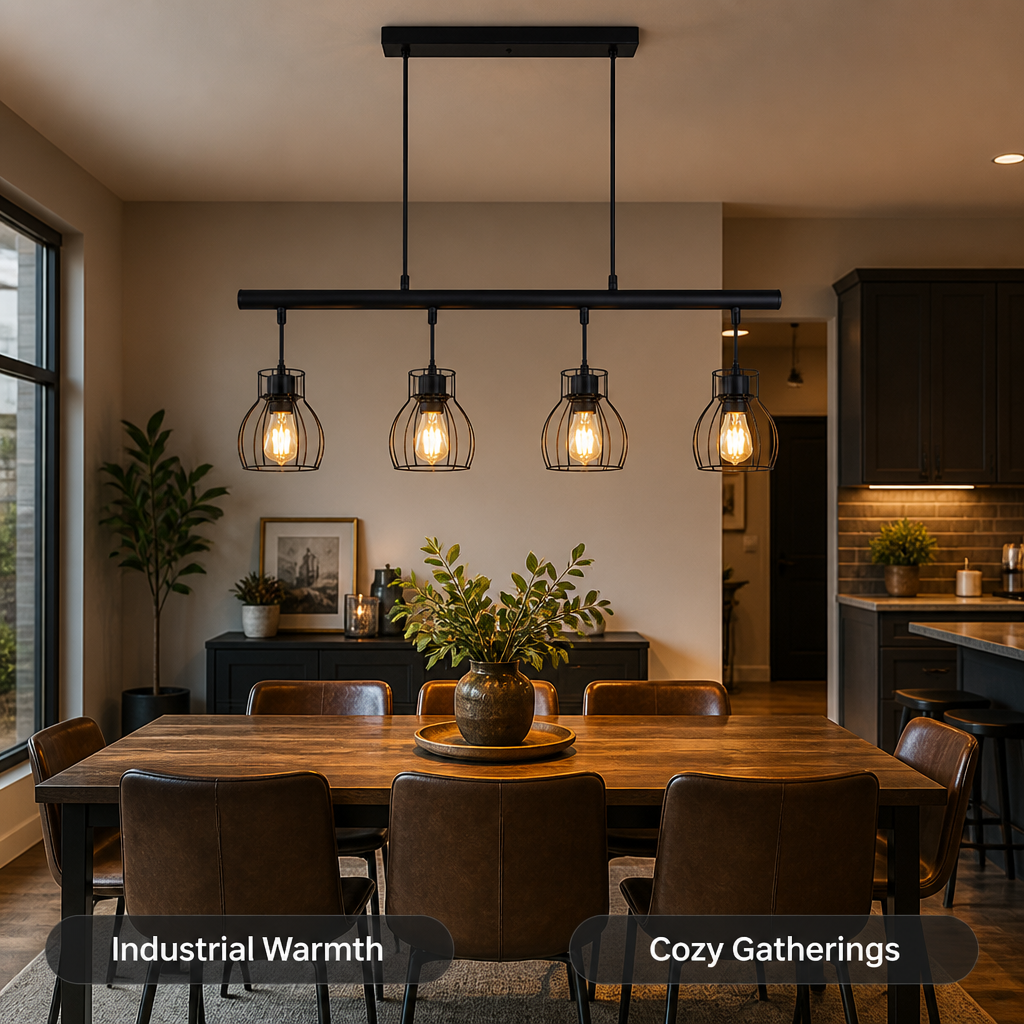Industrial Black Cage Pendant Light