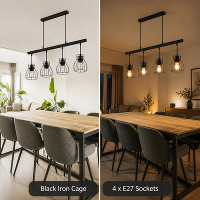 Industrial Black Cage Pendant Light