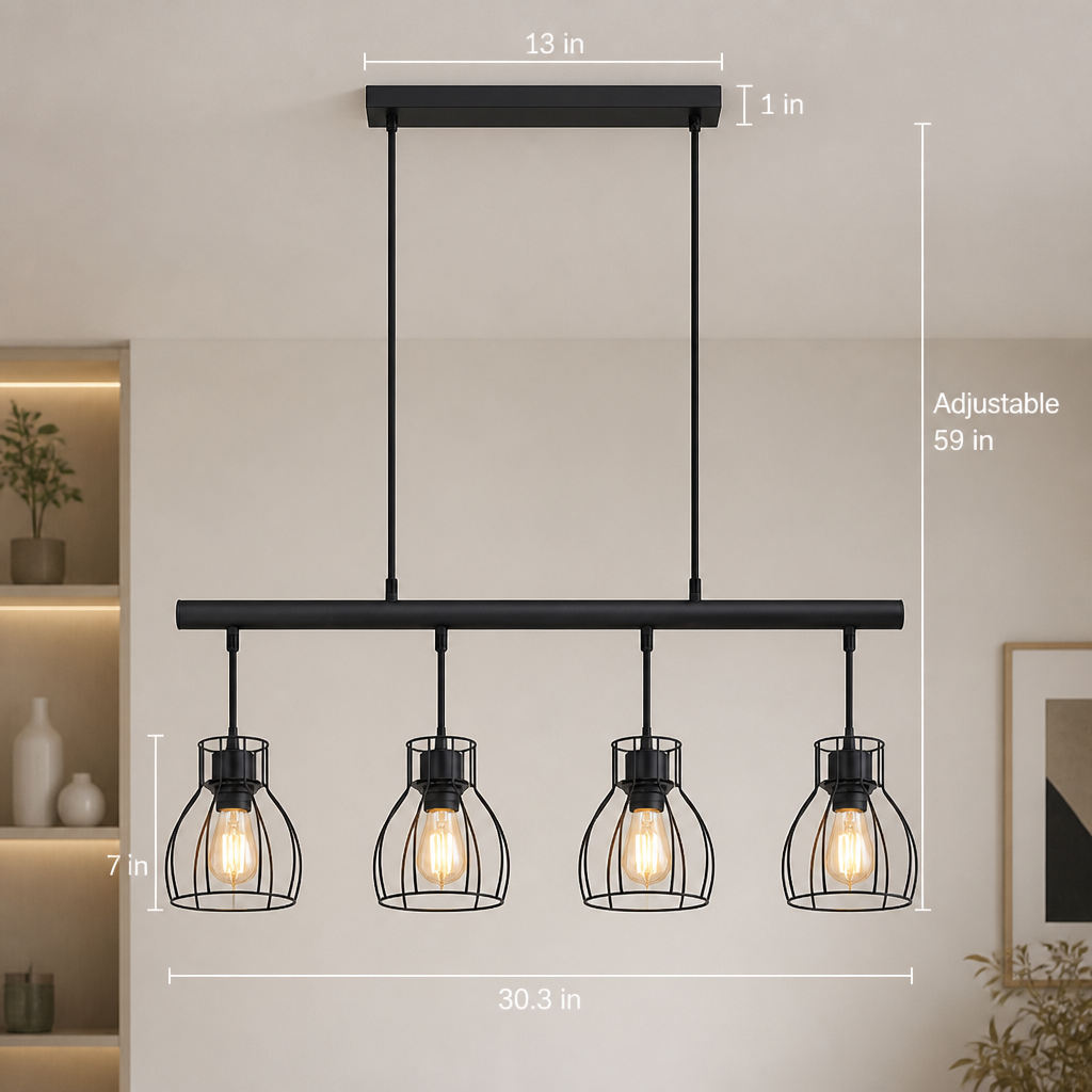 Industrial Black Cage Pendant Light