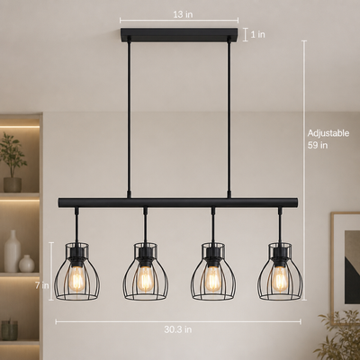 Industrial Black Cage Pendant Light