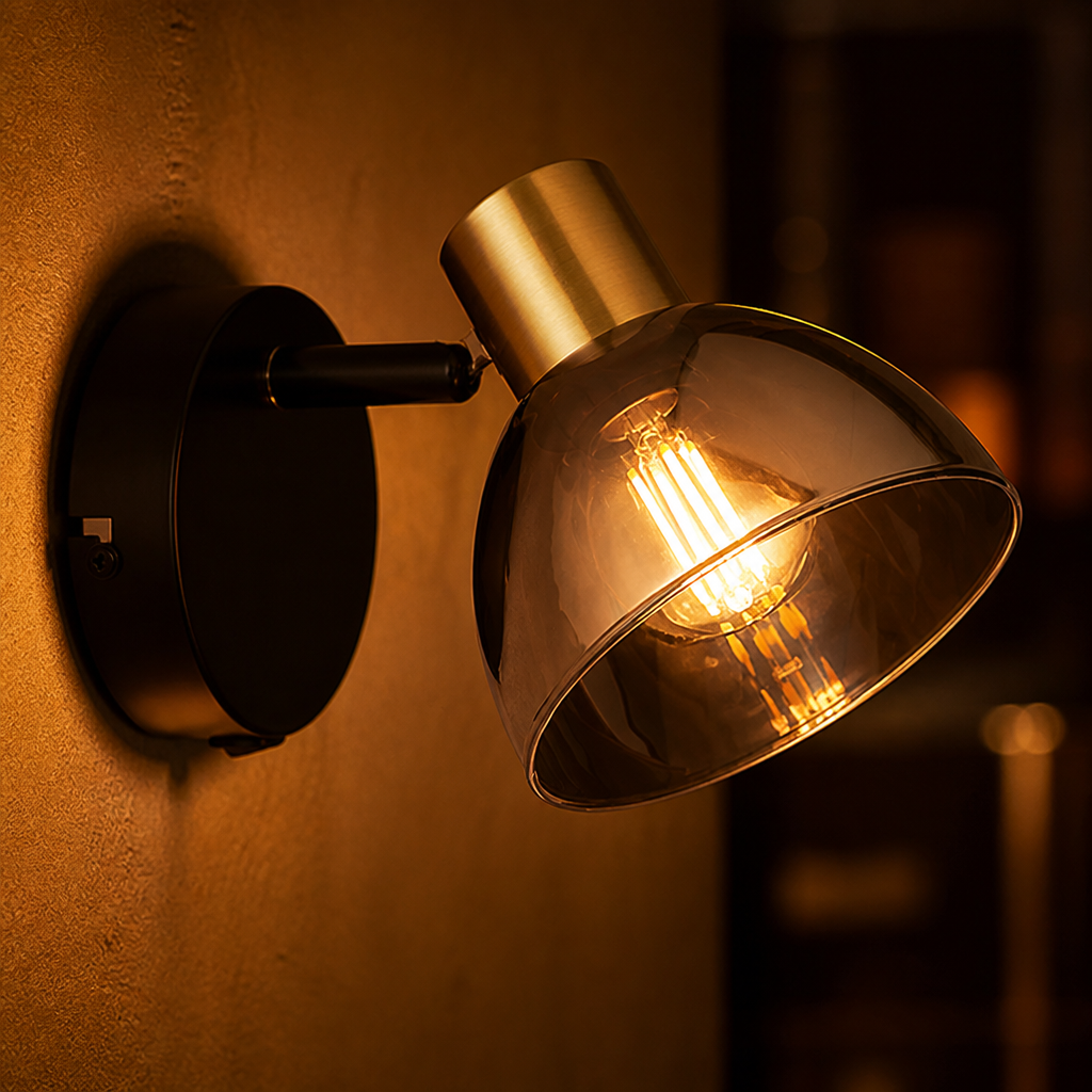 Industrial Black & Copper Adjustable Wall Sconce