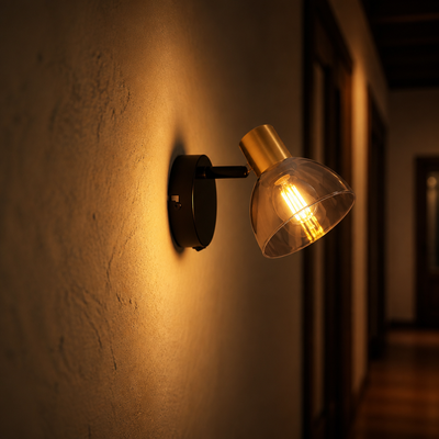 Industrial Black & Copper Adjustable Wall Sconce