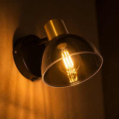 Industrial Black & Copper Adjustable Wall Sconce
