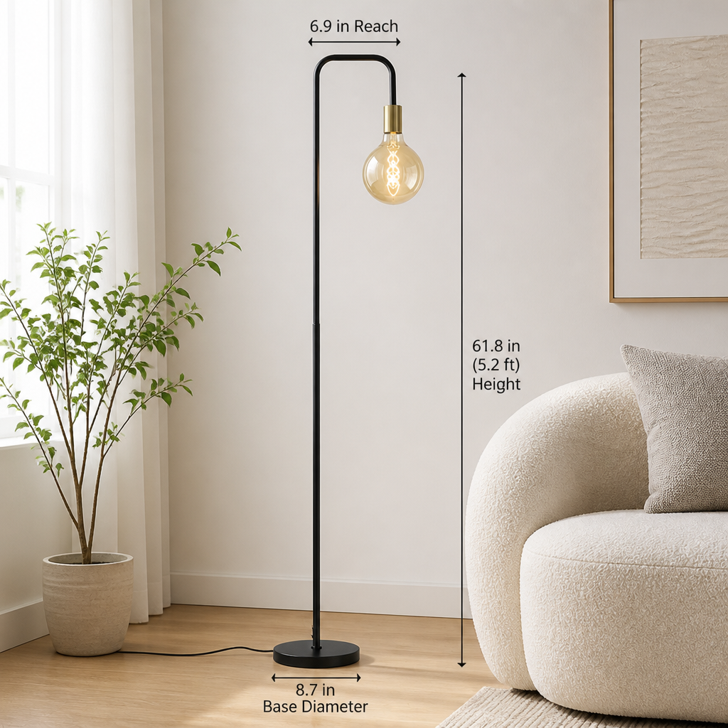 Industrial Black & Gold Foot-Switch Floor Lamp