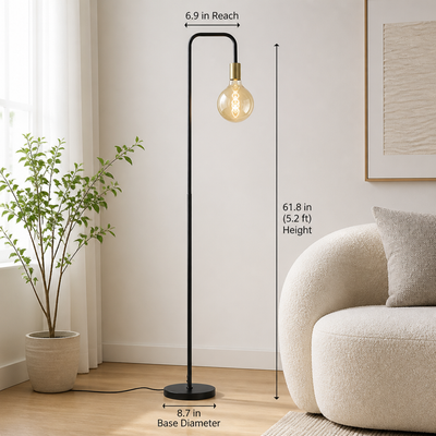 Industrial Black & Gold Foot-Switch Floor Lamp