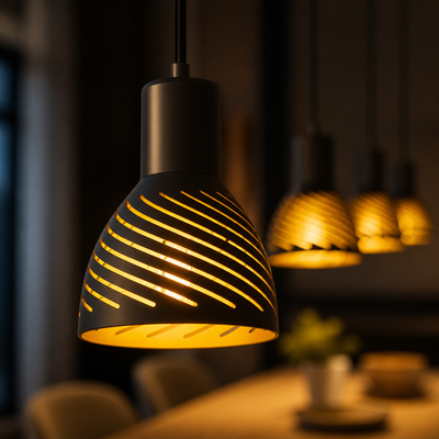 Industrial Black & Gold Four-Light Pendant Light