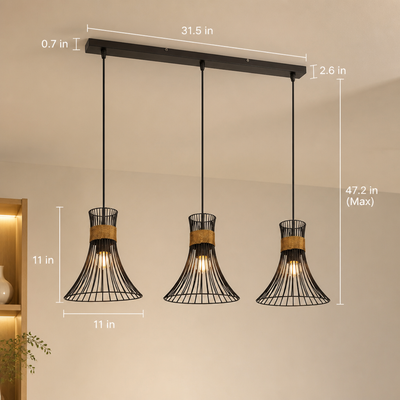 Industrial Black & Gold Mesh Shade Pendant Light