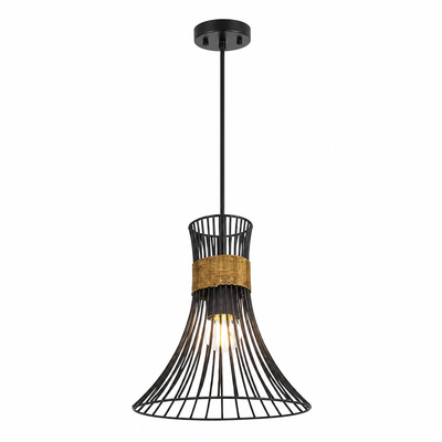 Industrial Black & Gold Mesh Shade Pendant Light
