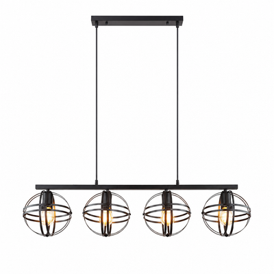 Industrial Black Metal 4-Light Pendant Light
