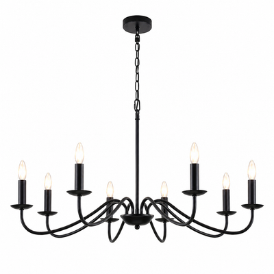 Industrial Black Metal 8-Head Pendant Light