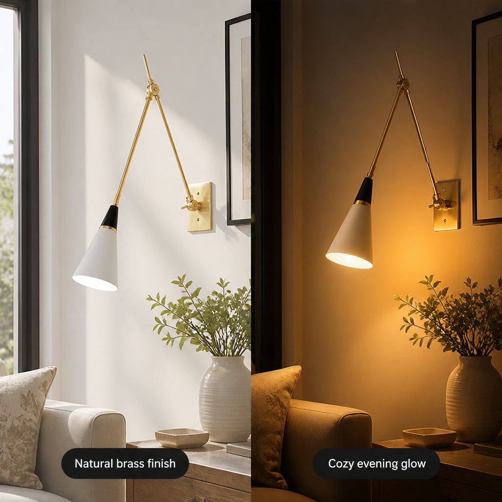 Industrial Copper LED Foldable Arm Wall Sconce