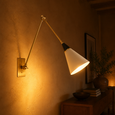 Industrial Copper LED Foldable Arm Wall Sconce