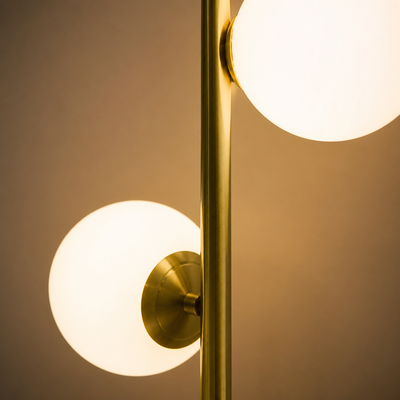 Industrial Gold Glass Floor Lamp