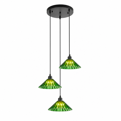 Industrial Green Glass 3-Light Ceiling Light