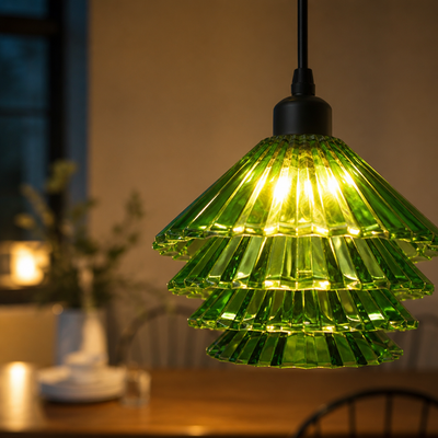Industrial Green Glass 3-Light Ceiling Light