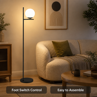 Industrial Matte Black Foot-Switch Floor Lamp