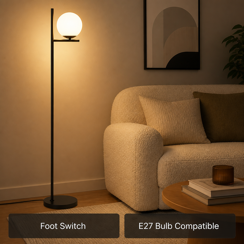 Industrial Matte Black Foot Switch Floor Lamp